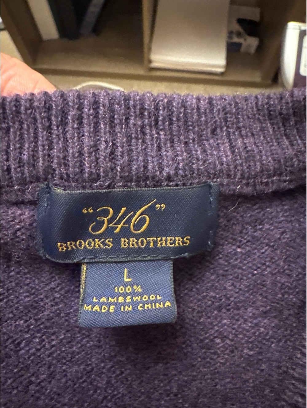 Brooks Brothers 346 Purple Argyle Lambswool Sweater Large
